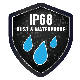 Dust and Waterproof. IP68 Rated.